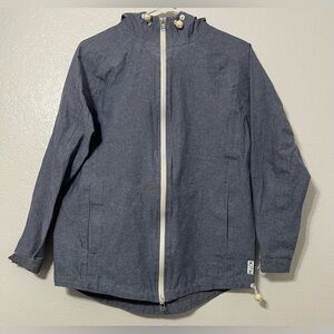 KITH XS Hooded Windbreaker Jacket Blue 2-Way Zip Drawcord Hem Streetwear